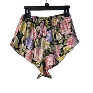 Vintage Victoria's Secret Gold Label satin floral high-cut‎ shorts Size S